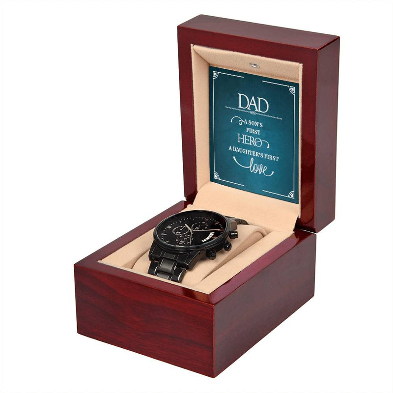 A Son's First Hero - Black Chronograph Watch