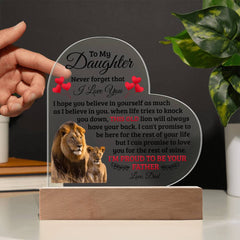 To My Daughter Old Lion – Acrylic Heart Plaque